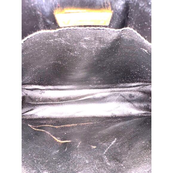 Vintage Valentino Garavani Leather Clutch Shoulder Bag Hand Bag Logo Black - Picture 11 of 11